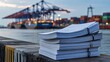 © millennium - Shipping documents at cargo port representing global trade and logistics management