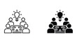 © SAIJID - Business team collaborative meeting with lightbulb idea symbol vector icon set for innovative corporate brainstorming sessions
