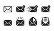 © Bd Artist - Email notification mail icon set with new message alert send status and open letter vector illustra.