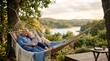 © Sophia - Happy senior couple resting in a hammock outdoors during summer sunset