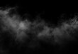 © The Stock King - White fog overlay on black background, realistic low smoke effect with soft mist and dark atmospheric look for cinematic poster, stage scene, horror design or photo composition.