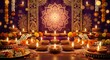 © moneymoney - Luxury Indian Deepavali festival background with traditional oil lamps glowing and decorative floral mandala patterns전통 오일 램프의 따뜻한 불빛과 화려한 꽃 만다라 장식이 어우러진 고급스러운 인도 디파발리 축제 배경