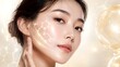 © tangmo.pa - Beautiful Asian woman with lifting lines and collagen structure on glowing skin
