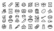 © Rajib - modern monoline potato chips and snacks vector line icon set with rounded strokes on white background