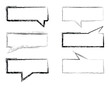© Crystal - Speech bubbles icon set. Line brush pencil square black color marker chalk pen. Talk bubbles. Vector illustration.