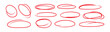 © sotejarts - Collection of circular strokes marker felt pen scribbles doodle line. Hand drawn outline sketch wave brush circle mark elements rough set for text highlight ovals, PNG.