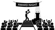 © Hanif - Award winner walking toward stage with trophy applause from audience award night celebration