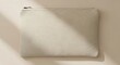 © PixelNova Studio  - Small grey leather zipper pouch or pencil case for school and office supplies on a clean flat surface view. customizable canvas pouch