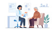 © sharon - Female doctor consulting with senior patient vector illustration