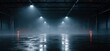 © Аrtranq - Mysterious empty warehouse interior with foggy atmosphere and wet