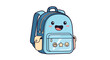 © Daniel - Adorable blue school backpack with a happy smiling face and cute decorative pins sits ready for the first day of class.