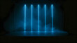 © Iyahia - Vibrant green stage lighting background with multiple spotlights beams in dark empty theater with atmospheric smoke and fog effect for concert theater performance show events app.