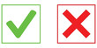 © Shamsun - Green checkmark and red x mark in square frames on transparent background