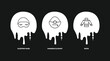 © Abstract - fashion and things icon set with sleeping mask, handbag elegant de, skein signs in flat outline style
