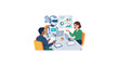 © Cupang - Robot and humans in a business meeting discussing analytics and technology
