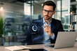 © Márcio Kunz - Ambiente corporativo com interface holográfica