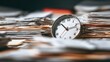 © Momin Photo Gallery - Old clock surrounded by stacks of paper documents