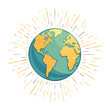 © alim - Flat design vector globe with sun rays