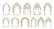 © Viadalla - Ornate Gothic Arch Window Frames, Beige Architectural Elements, 10 Decorative Border Designs, Vector Illustration Set