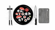 © Torikin - Sushi Plate With Chopsticks Knife.