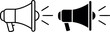 © Morjina - Megaphone icon set outline and solid black versions for announcements