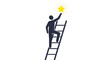 © Shura San - A person climbs a ladder reaching for a shining star above.