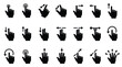 © ClipsByAnderson - Black vector illustration set of diverse hand gestures for controlling touch screen mobile device interfaces