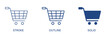 © Puspa - Shopping cart icon with editable stroke, outline and solid styles. Shopping cart, trolley, basket  icons. Vector icon illustration.