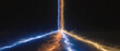 © Niphatson - Light stream convergence energy growth team abstract path luminous blue orange beam meet in dark space with dynamic motion