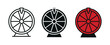 © HossenMuhammod MunnA - Lucky wheel prize draw icon set, interactive gaming spinner symbols for random selection, giveaway, contest and reward game vector illustration.