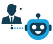 © Colors of N - Business person communicating with a friendly robot ai chatbot vector graphic design