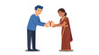 © Felippe Lopes - Man giving a gift box to a woman in a sari, representing giving and receiving, celebration, and cultural exchange