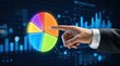 © hanif - Business Analyst Pointing at Colorful Pie Chart with Financial Data Analysis.