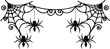 © Mahfuz - Decorative black spider web border with hanging spiders for spooky halloween decorations