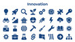 © Iconique Studio - Collection of innovation and technology icons representing ideas growth creativity and business solutions on a white background