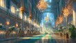 © Andi - Grand opulent palace hall illuminated by numerous ornate golden chandeliers creates a magical, ethereal atmosphere