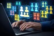 © Sultana - Market segmentation and audience analysis. Consumer profiling marketing strategy. Marketer using laptop computer to analyze target customer persona.