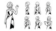 © rashyn - Female Character Design Sheet with Various Poses and Expressions