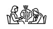 © fuad - Psychologist and patient in therapy session with psi symbol.