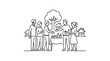 © Alhakbin_Nizam - A group of five friends socializing and talking together at an outdoor party.