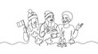 © Azizi - Three friends celebrating Canada Day with maple leaves and flags, enjoying popcorn by a campfire.