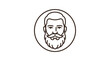 © Natasya - Minimalist line art illustration of a bearded man inside a circular frame.
