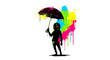© Wahono - Silhouette Figure with Umbrella and Colorful Paint Splash Art