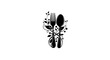 © noxy - Black silhouette of cutlery and floral design.