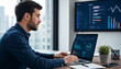 © Taohidul - Professional businessman analyzing financial data on laptop in modern office