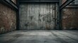 © DailyLens Studio - Industrial background featuring a textured brick wall and empty concrete street with copy space.