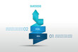 © Ulpiyah - Arrow twist up to success number options with icons.
