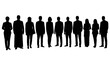 © topvector - Group of business people standing in a row as a black silhouette set for corporate communication isolated on transparent background, Vector