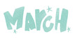 © Juwon - Cute Blue March Month Sticker with Star in Stamp Style, Crayon Texture, Blue