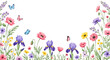 © Bithi - Watercolor wildflowers and butterflies border with copy space butterfly floral nature garden